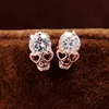 Rose Gold Color Skull Stud Earrings With Sparkling Zircon Cute Hip-Hop Style Street Punk Neutral Earrings For Couples jewelry 1