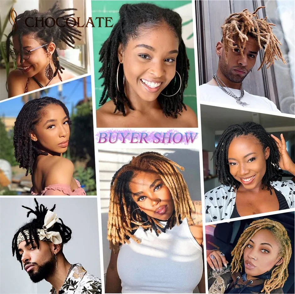 0.8cm Width Human Hair Dreadlock Extensions Human Hair Full Handmade Loc Dreadlocks for Men/Women 20 Inch human hair extensions