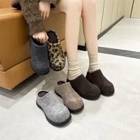 AIYUQI Women's Slippers Wear New 2025 Autumn Round Toe Flannel Closed Toe Women's Slippers Retro Platform Slippers Women - Image 2