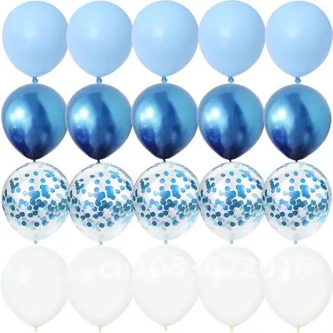 

20PCS Blue Agate Birthday Party Balloons Baby Shower Metallic confetti Wedding Anniversaire Mariage Globos DecorationsDecoratio
