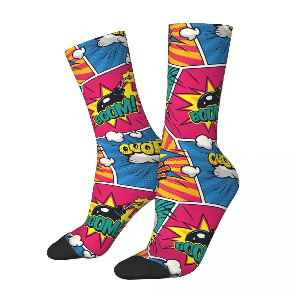 

Colorful Comic Boo Panels Retro Comic Book Unisex Winter Socks Windproof Happy Socks street style Crazy Sock