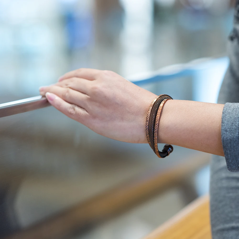 Vinterly Pure Copper Bracelets Female Magnetic Vintage Flower Adjustable Cuff High Magnets Bangle Soft Metal Women Gifts Jewelry 5
