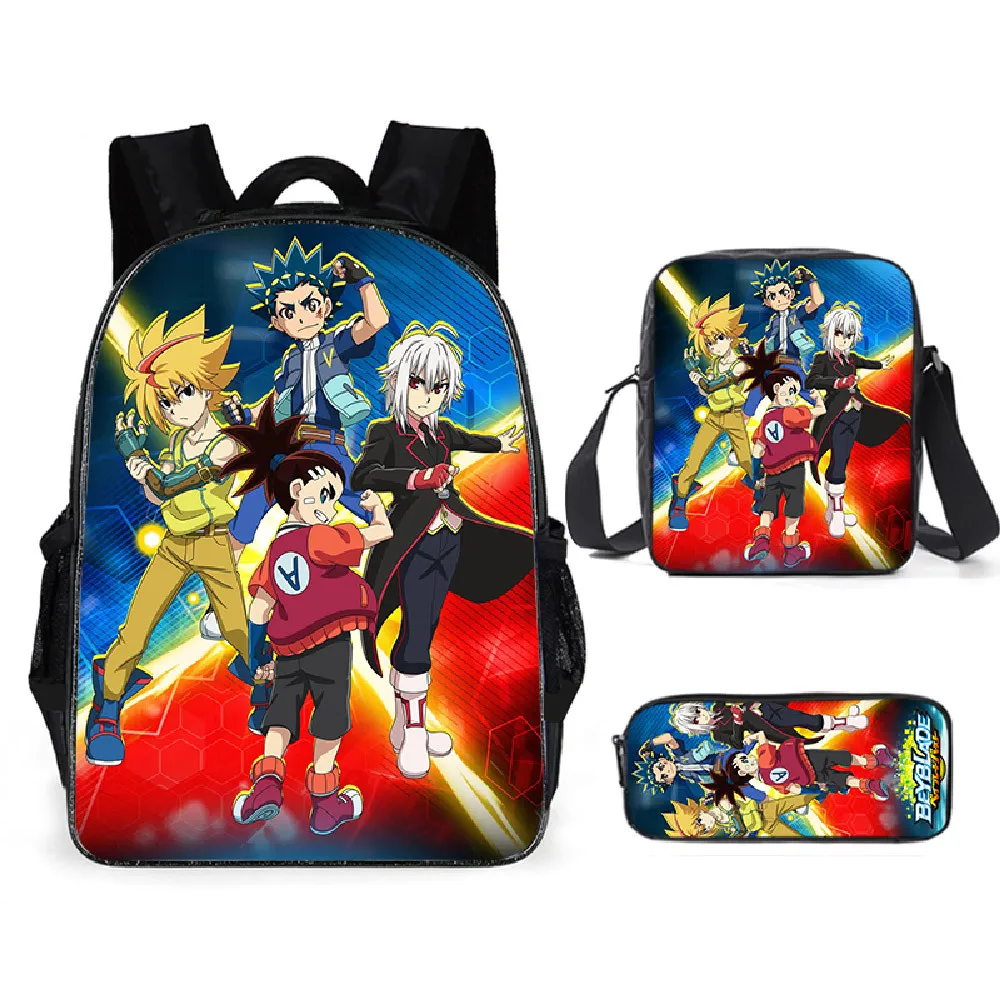 Popular Beyblade Burst Evolution 3D Print 3pcs/Set pupil School Bags Laptop Daypack Backpack Inclined shoulder bag Pencil Case