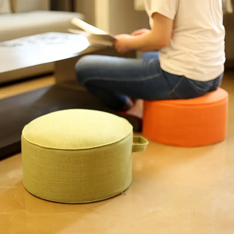 Round Floor Cushions, Tatami Thicken Pouf Ottoman, Detachable & Washable,for Coffee Table Balcony Bay Window,with Side Handle