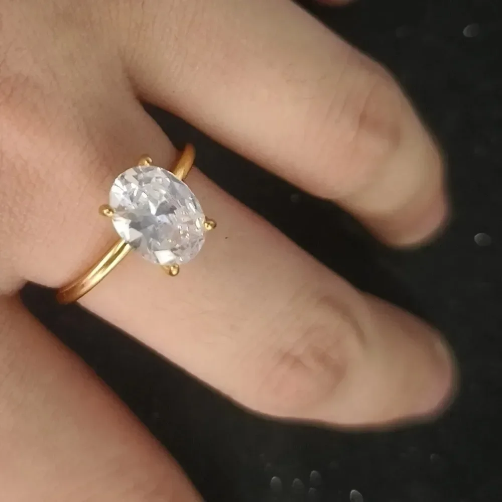 2025 Fashionable Luxury Oval Original Stainless Steel Rings for Women Engagement Gift Proposal Jewelry Bride Wedding