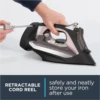 Get stainless steel soleplate steam iron, retractable rope micro steam hole, cotton, wool, linen, 1725 watt portable, ironing 6