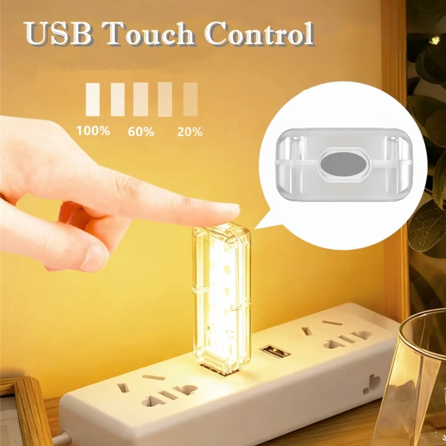 10LED s USB tactile gradation veilleuse 5V Portable 3000K/6500K ampoule pour chambre étude PC ordinateur Portable batterie externe Mobile prise dans l'éclairage