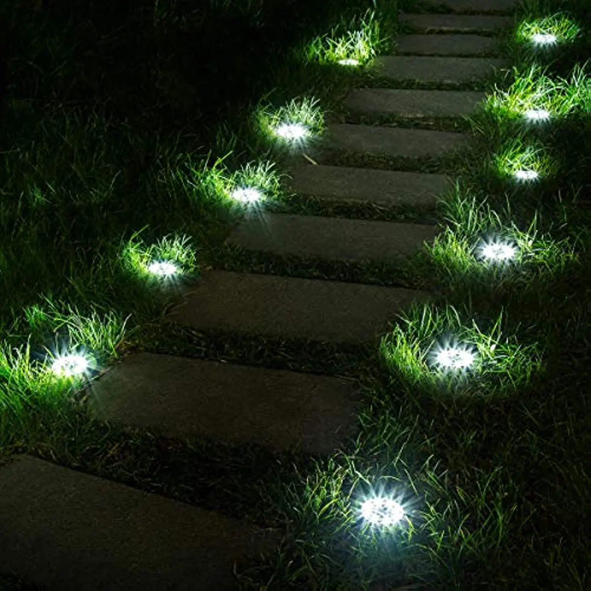 

Solar Ground Lights, 8 LED Solar Powered Disk Lights Outdoor Waterproof Garden Landscape Lighting for Yard Lawn Pathway Walkway