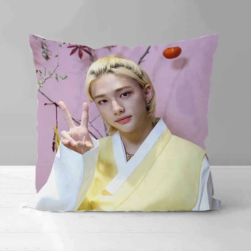 

KPOP Hwang Hyunjin Decorative Pillows for Sofa Cushions Covers Double-sided Printing Case 45x45 Pillow Cases Children's Cushion
