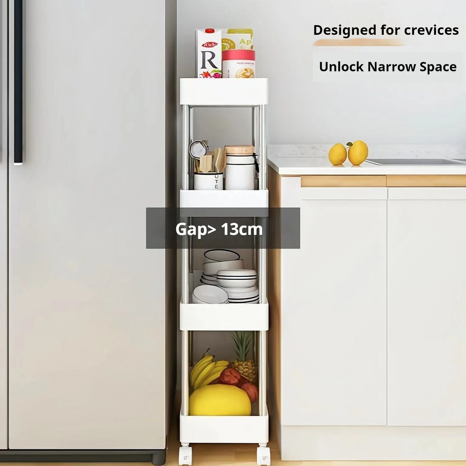 Hot Kitchen Storage Rack Multi-Layer Trolley Rack Trolley Organizer Mobile Bathroom Bathroom Storage Household Kitchen