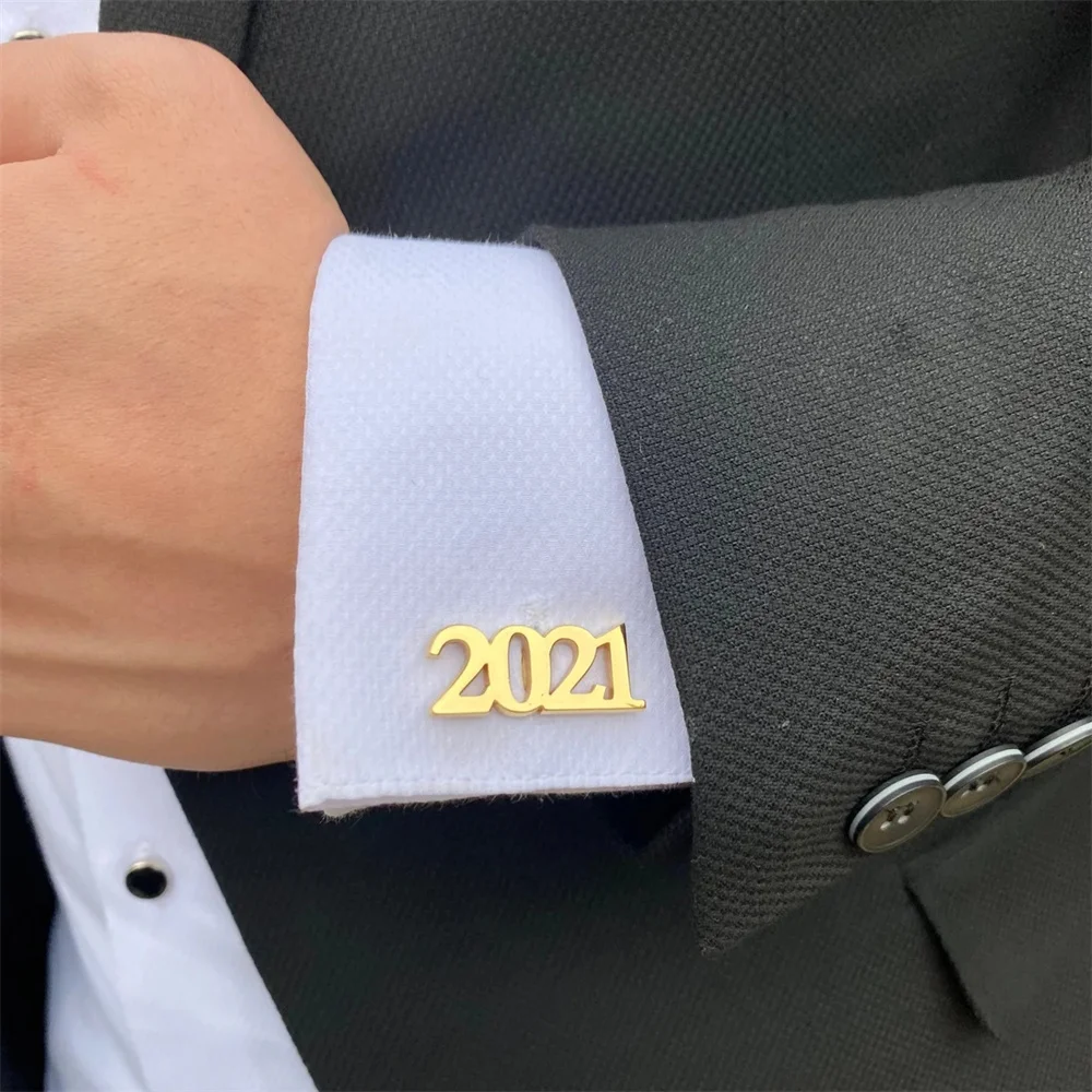 

Customize Year Number Cufflinks for Groom Personalized Stainless Steel Custom Men Shirt Suit Button Cufflinks Wedding Jewelry