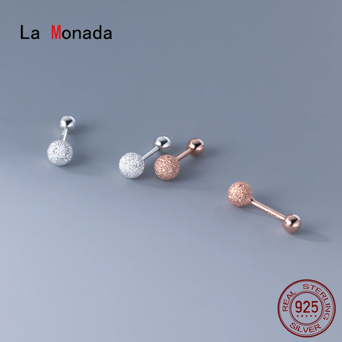 LaMonadaFrostedBallStudEarrings925SterlingSilver925Small