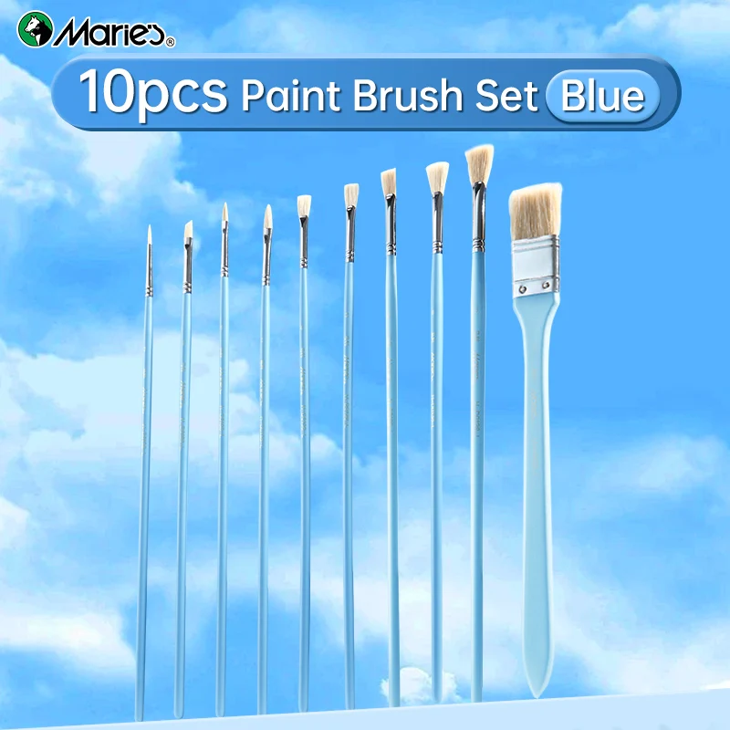 مجموعة فرش طلاء مكونة من 10 قطع، فرش طلاء غواش ممت...