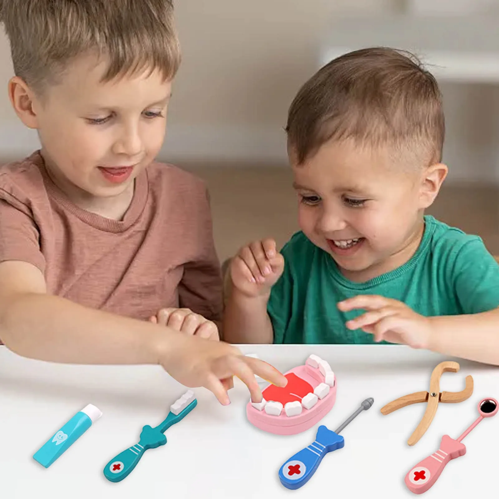 Creative Games for Kids 2-3 Children's Toy Set Toddler Doctor Toy Set 6 Wooden Tools Early Stem Building for Kids Ages 3-5