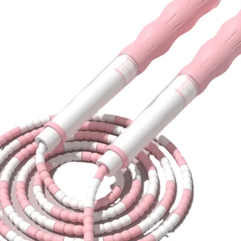2.8M Skipping Rope Children's Bamboo Knot Jumping Ropes Soft Beaded Rope Adjustable Length for Kids Beginners 헬스 용품 Pink Blue