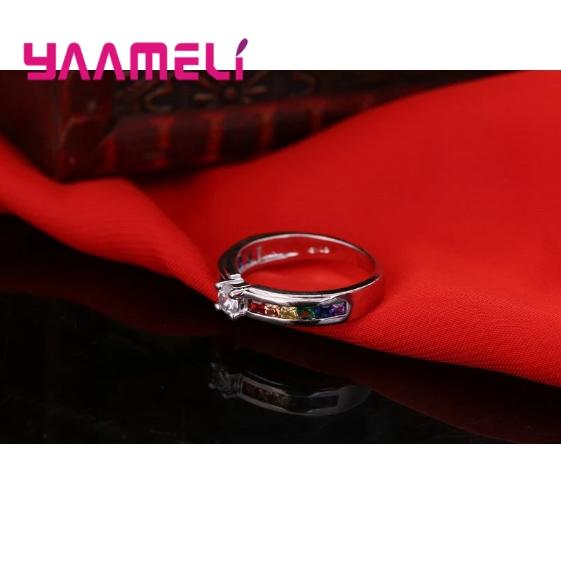 Rainbow Cubic Zirconia Ring Detail View 5
