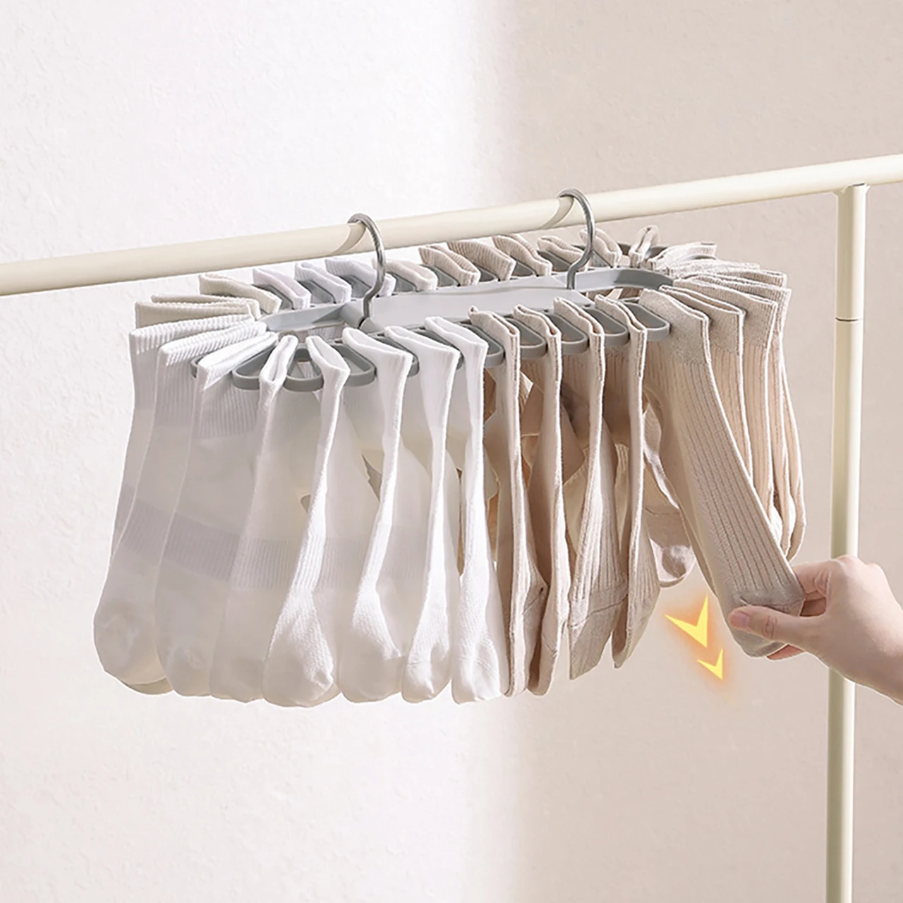Multifunctional Folding Socks Drying Rack Space Saving Clothes Hanger With 32 Clips Underwear Organizer Hanging Holder