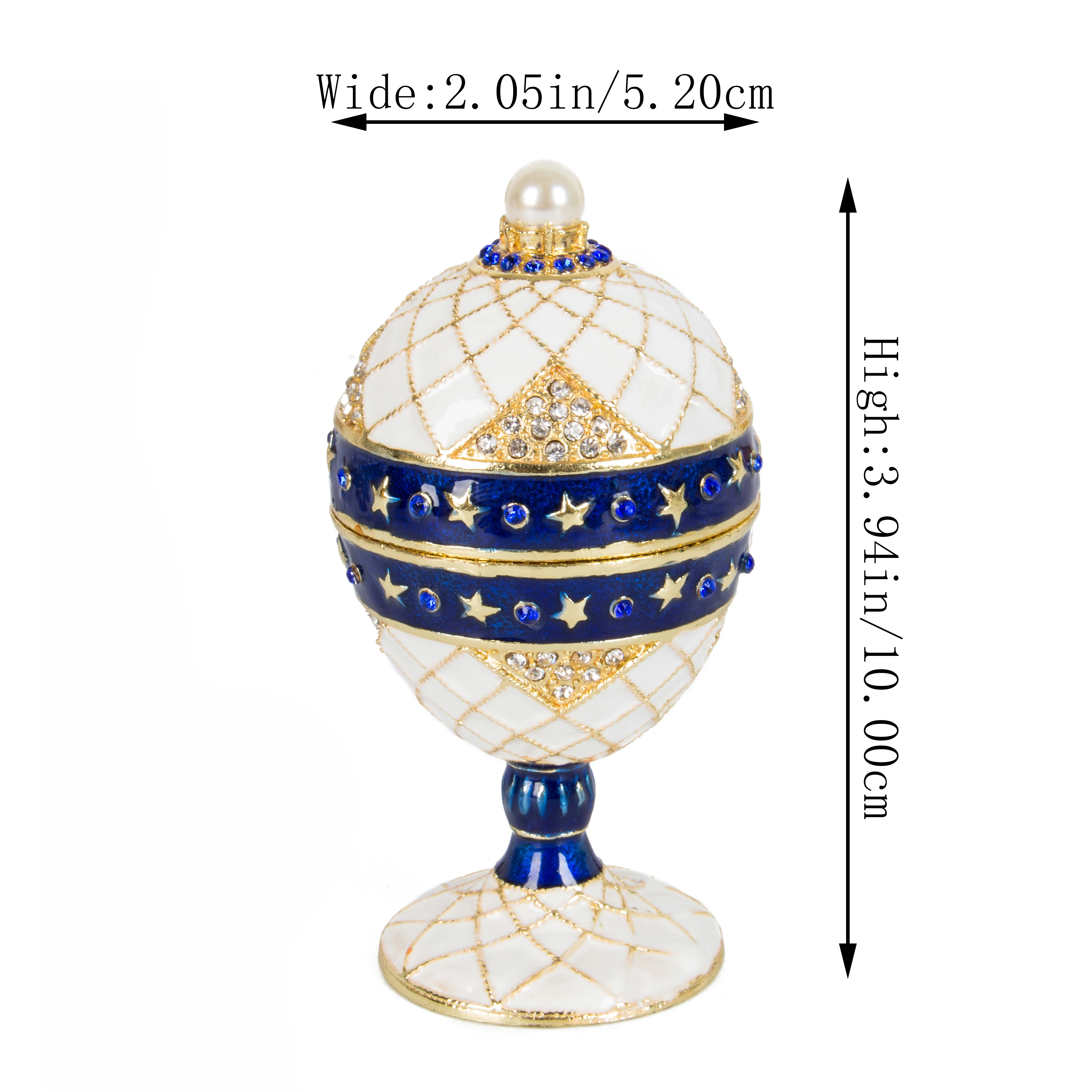 QIFU White and Blue Faberge Egg Trinket Boxe mini storage boxes for Home Decor