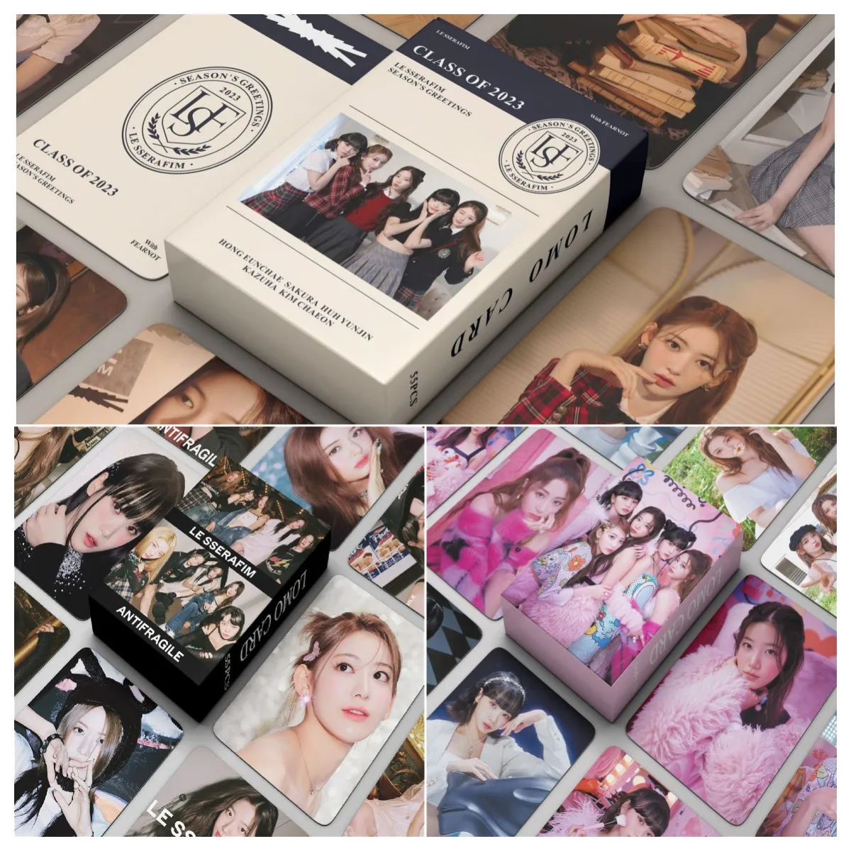 

55pcs/set KPOP Le sserafim IM FEARLESS Album Lomo Card Photocard map postcard HD photos Collection gifts for women Poster