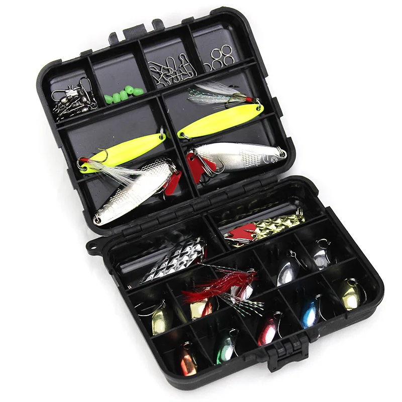 

36PCS/Set Lure Metal Spinner Lure Spoon Set Gold Fishing Spinner Lure Sequins with Box Treble Hooks Fishing Tackle Hard Bait