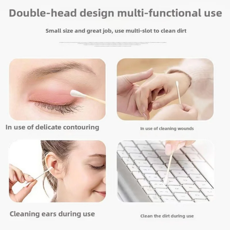 1000 Pcs/Pack Double Head Bamboo Cotton Buds Wood Stick Cotton Swab For Makeup Nose Ear Cleaning Pet Care Art & Crafts