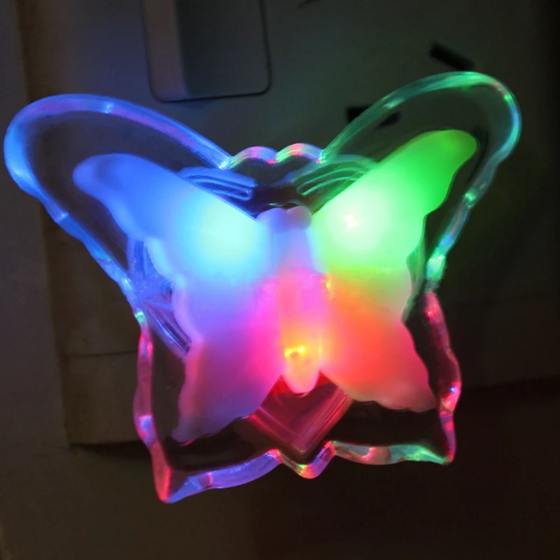 Plugged in LED 3D Butterfly Night Light for Christmas/Valentine Decoration Emergency Use Home Bedside Lamp Colourful Night Light