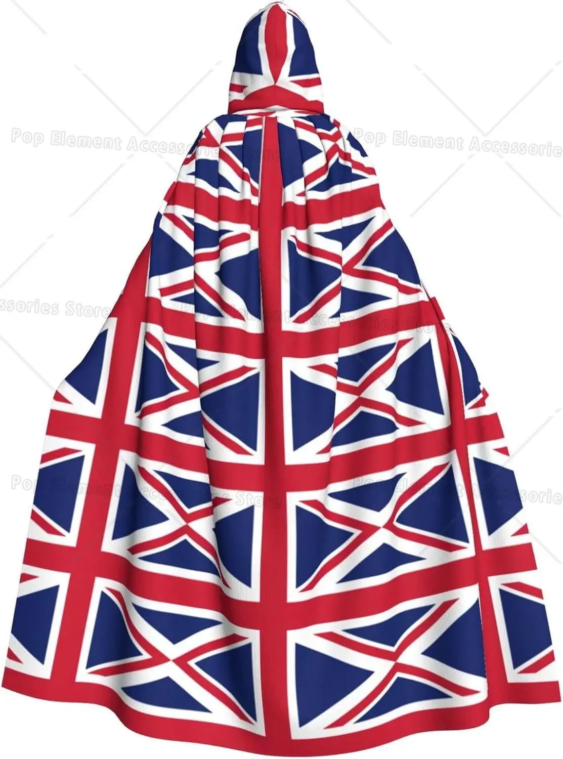 British Flag Print Hooded Robe Cloak for Adult Men Women Wizard Witch ...