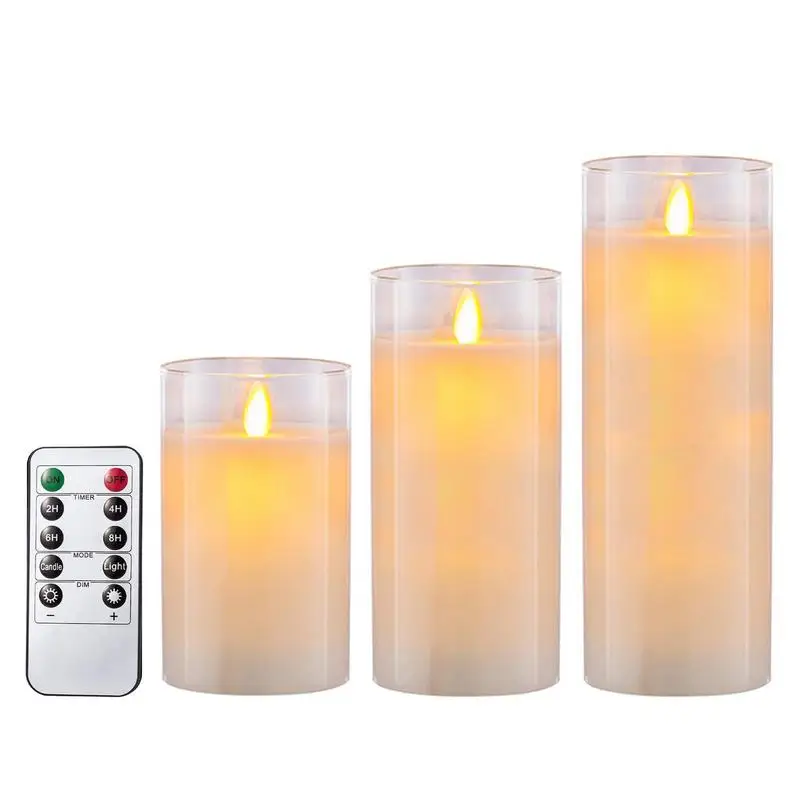 

Flameless Candles With Remote 3pcs Electric Candles Remote Wick Votive Realistic Pillar With Timer Wedding Centerpieces Romantic