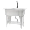 Freestanding Plastic Laundry Sink with Storage Shelf & Washboard Utility Sink Laundry Tub with Stainless Faucet 2