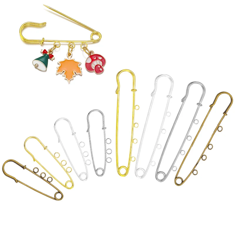 Clothing Brooch 5pcs/lot Rhinestone Gold Color Safety Brooch Pins With Loops Fitting Brooch For Women Jewelry Making Supplies