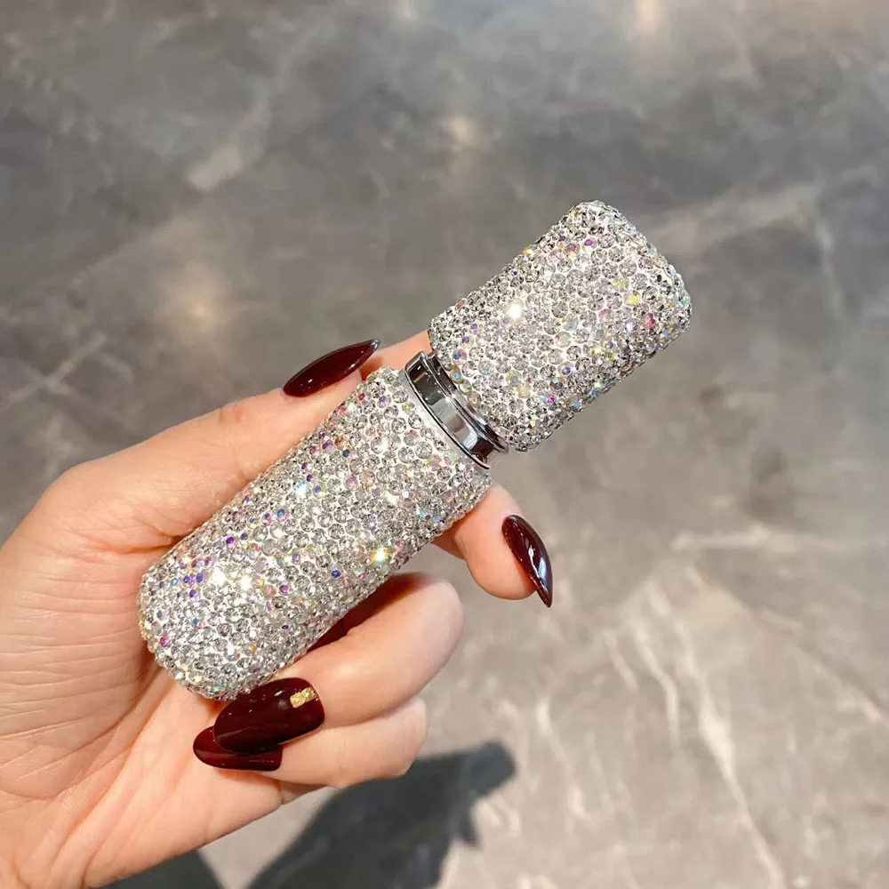 Light luxury Diamond-Encrusted Perfume Bottle 10ml Glass Spray Bottle  Empty Cosmetic Sample Vials Mini Refillable Sprayer