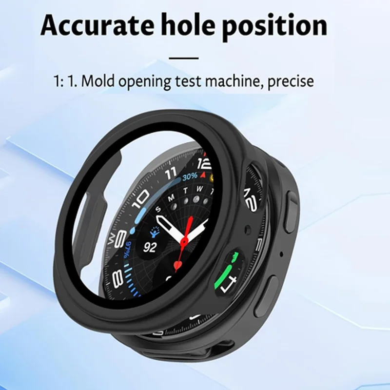 Premium Glass PC Case + Screen Protector for Galaxy Watch 8 - Full Hard Bumper Cover 44mm/40mm