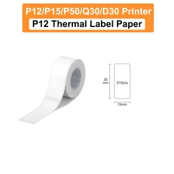 Self-Adhesive Thermal Label Sticker Roll - 12x40mm/14x30mm, Compatible with Label Makers (White 15x30mm)