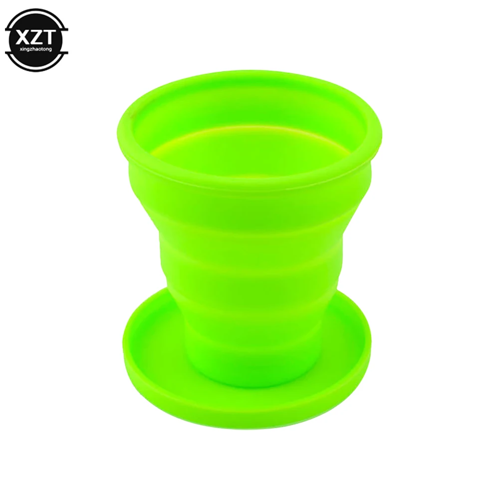 200ml Portable Silicone Retractable Folding Cup With Lid Telescopic Collapsible Drinking Cup Outdoor Travel Water