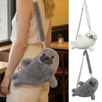 Borsa a Tracolla Morbida e Soffice a Forma di Foca, Leggera, con Cinghie Regolabili, Borsa per Telefono in Tessuto, Accessori da Donna