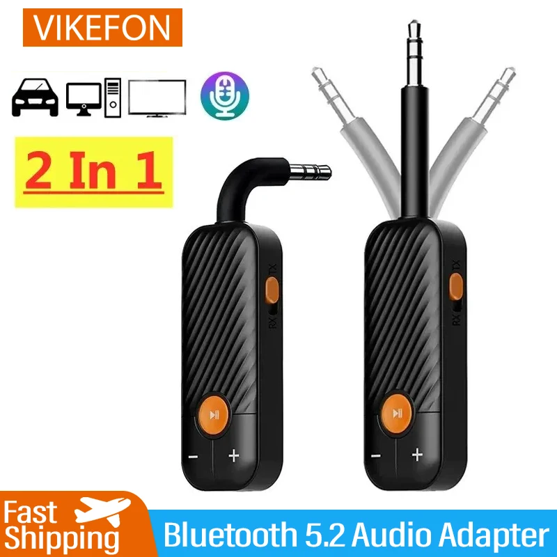 Bluetooth 5.2 오디오 수신기 송신기 3.5MM 3.5 AUX 마이크 스테레오..