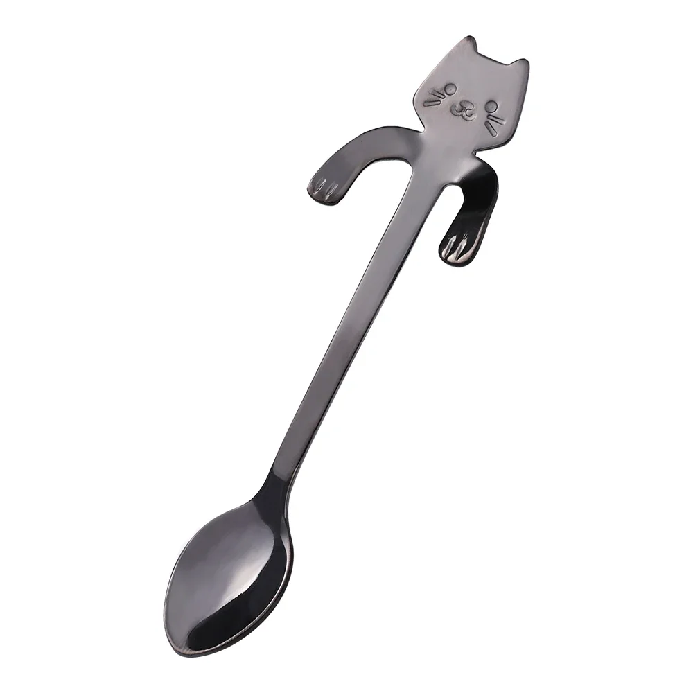 Stainless Steel Coffee Spoon Lovely Cute Cat Shape Teaspoon Dessert thumbnail 2