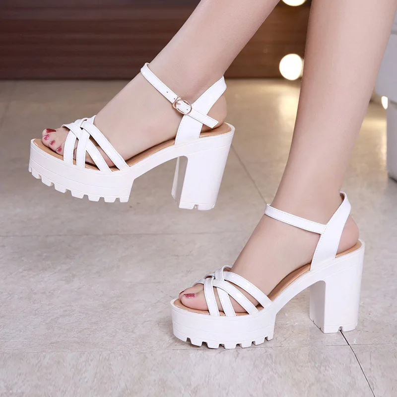High quality summer sandals for women 8cm 10cm  high heel new 2024 size 32 33 42 43 platform open toe elegant shoe black white