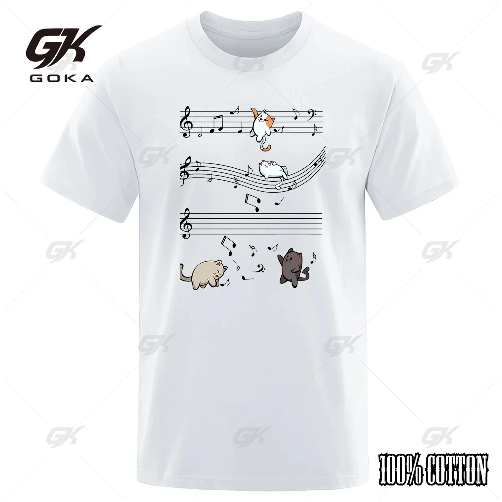 thumbnail image 1 of Copia de Musical Cats Notas musicales Ropa masculina Hip Hop Camisetas de gran tamaño Ropa masculina informal Camiseta holgada de algodón para la calle 80506, 1 of 4