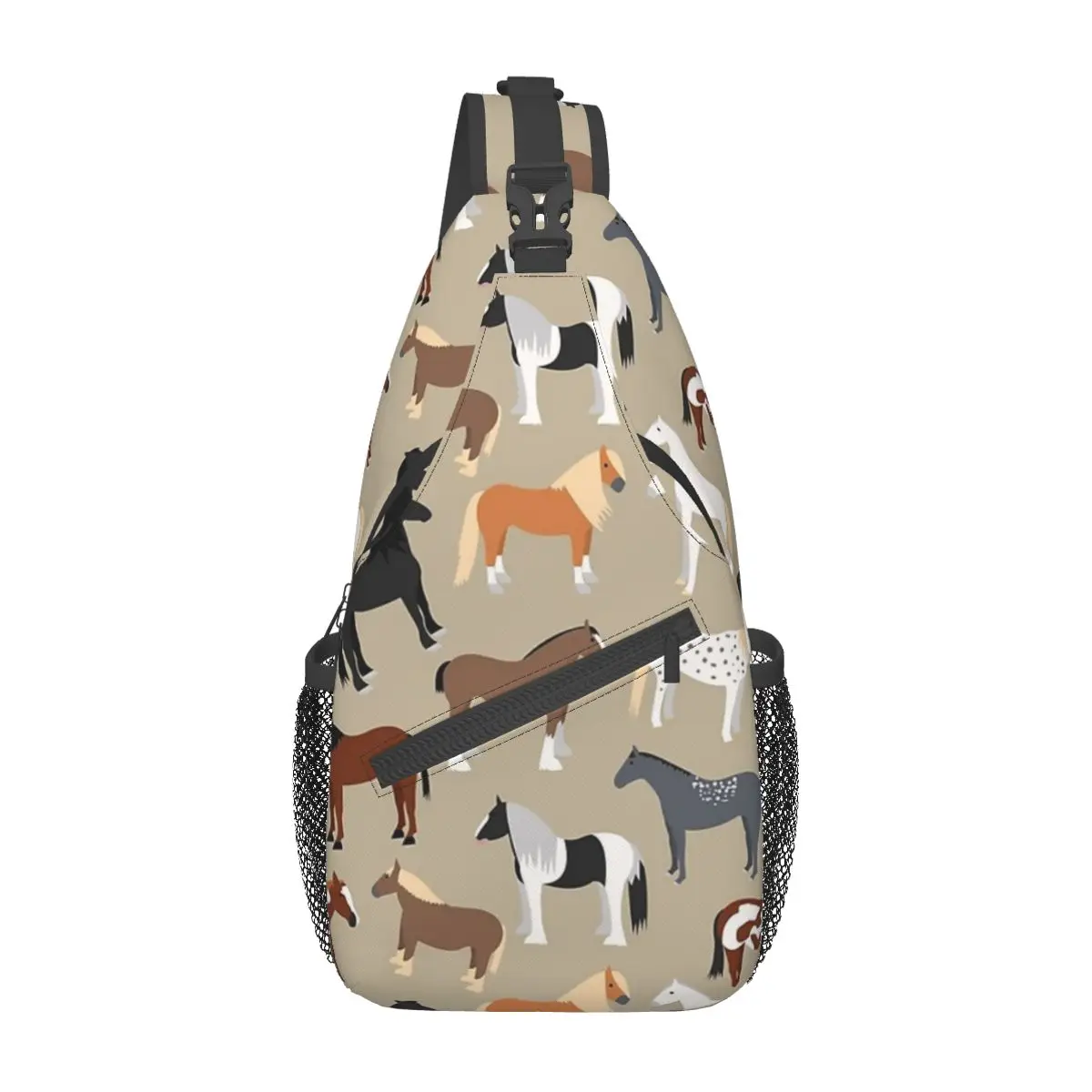 

Horse Breeds Pattern Sling Backpack Sling Bags Hiking Travel Chest Bag Daypack Men Fashion Crossbody Backpack Shoulder Bag Pouch