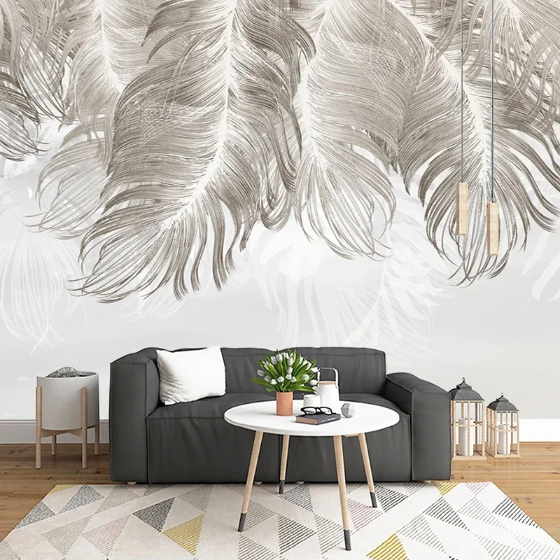 Nestandartní fotografii nástěnnou 3D kreativní peří ložnice jídelní žití pokoj pohovka TV backdrop zeď malba tapeta papel de parede tapet