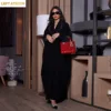 109217-240c03.jpg Abaya Kimono Ouvert Noir Dubaï 2025 avec Diamants, Robe Caftan Islamique pour Femme Musulmane, Caftan Marocain, Robe Femme Musulmane, Jalabiya, Kebaya