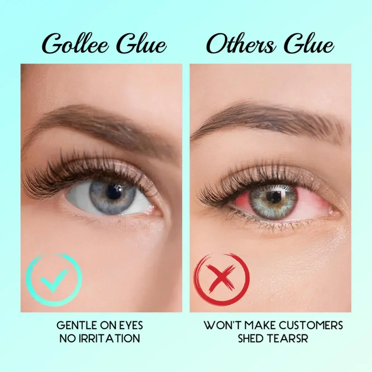 Gollee Eyelash Extension Glue Sweatproof for Running Waterproof Swimming 0.5-1s Fast Drying Professional