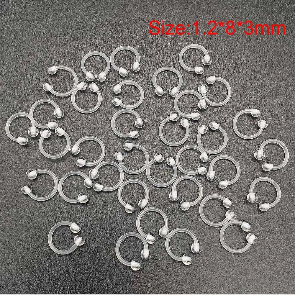 Clear Piercing Lip Ear Nose Tongue Ring 10/60Pcs/Set Ashion Transparent Acrylic Tongue Ring Barbell Eyebrow Belly Body Jewelry piercing jewelry body piercing jewelry body jewelry
