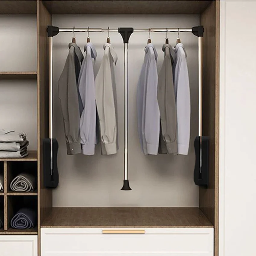 

Wardrobe Lifting Clothes Rail Clothes Hanger Damping Buffer Hanger Wardrobe Multifunctional Hardware Rod Load-bearing 12kg