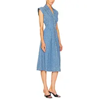 CHCH New Women Dress Commuting V Neck High Waisted Spring Summer Flying Sleeve Girdling Pleated Casual Female Long Dress