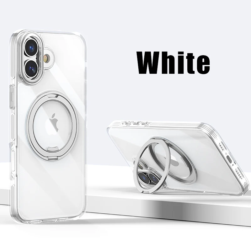 HD Transparent Magnetic Stand Phone Case with Airbag Protection and Metal Lens Shockproof Cover