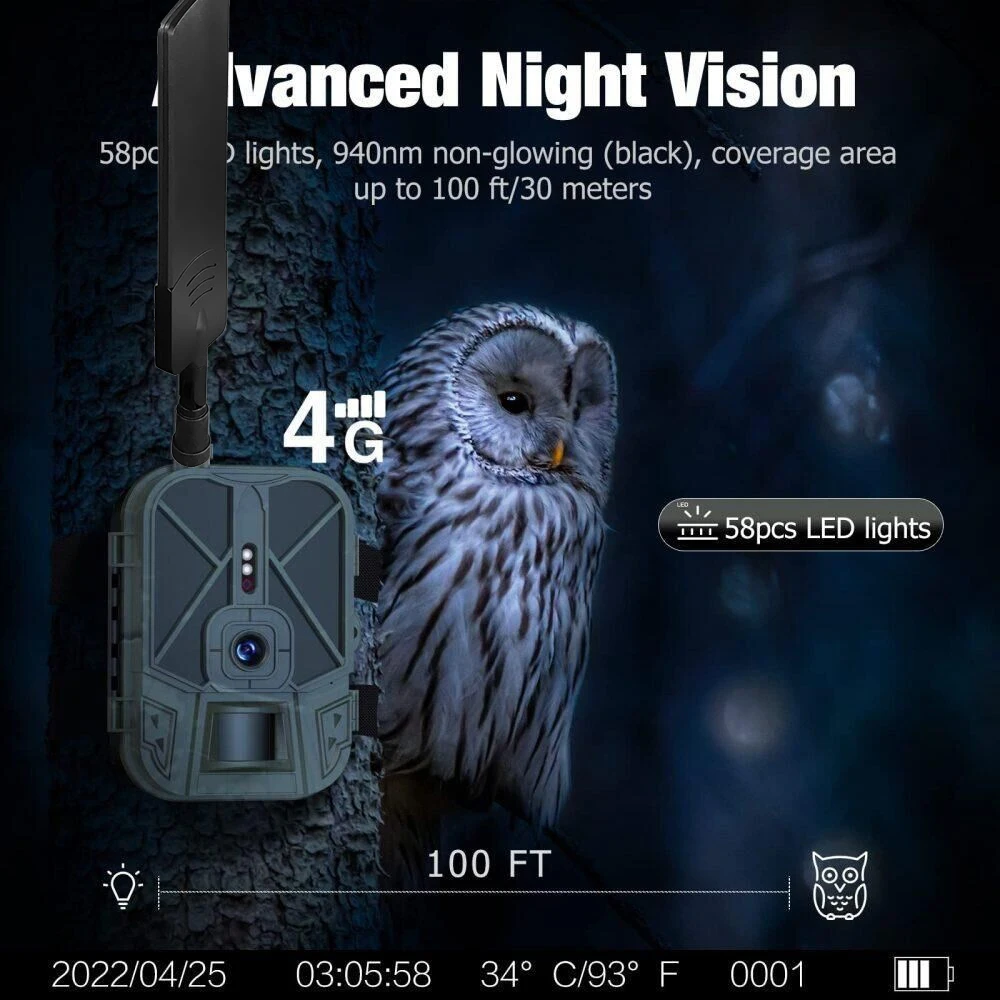 4K Live Stream Media APP Clould Service Hunting Trail Camera 4G 36MP Night Vision Photo HC940PRO camera no lithium battery