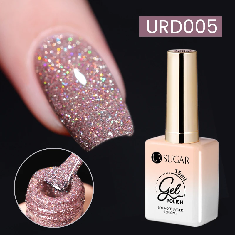 Sparkling Silver Reflective Glitter Nail Gel Polish - 15ml, Long-lasting Shine & UV Soak-off Formula