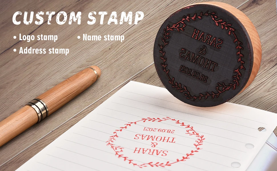 Description Picture 3 of itemLarge Custom Stamp Logo Rubber Stamp For Business Personalized Stamper self inking Wood Business/Packaging/Wedding Stamp